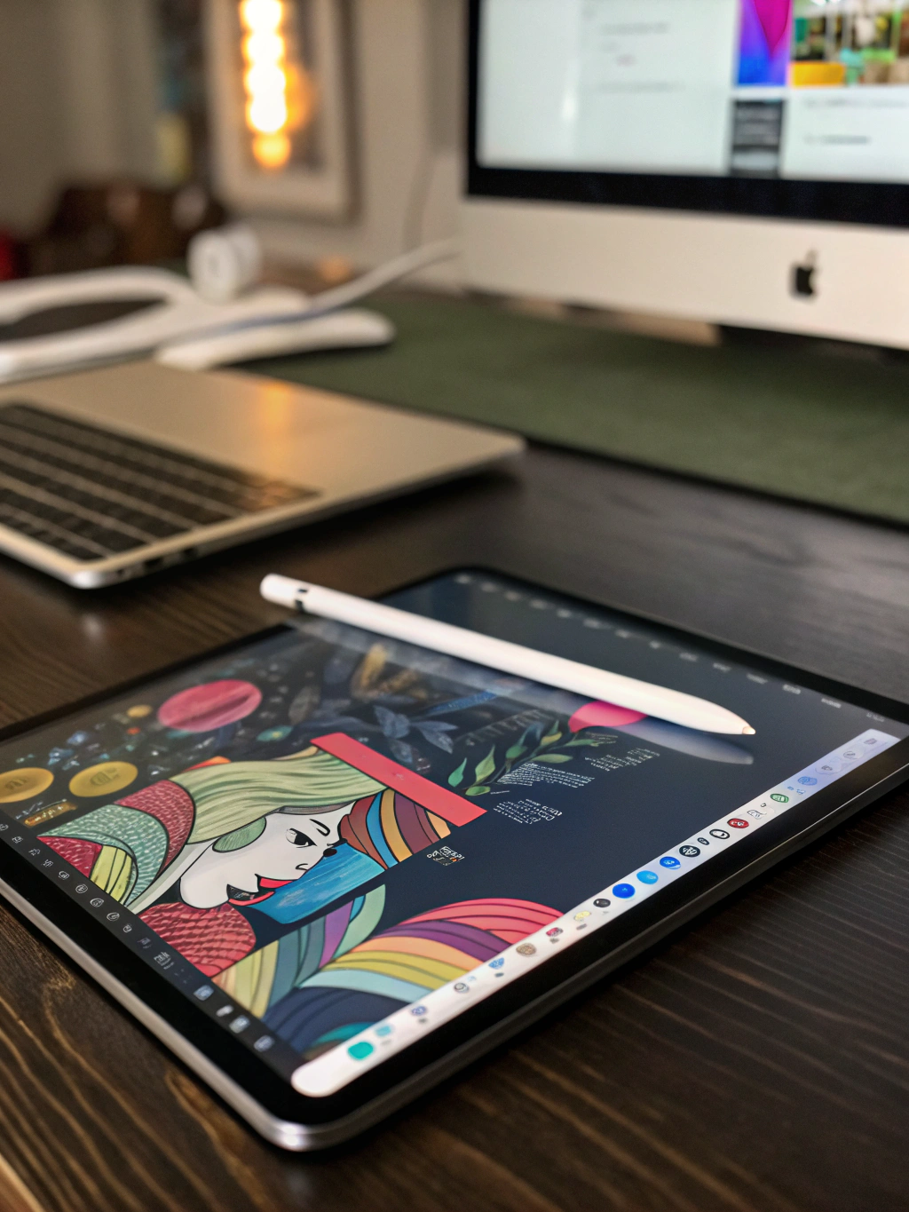 Detailed digital illustration and vector drafting process